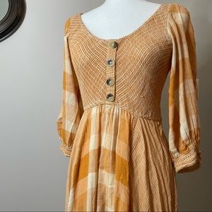 Free People Gingham Yellow Dress